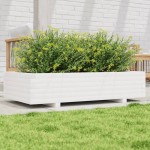 vidaXL Jardinieră de grădină, alb, 110x60x26,5 cm, lemn masiv de pin vidaXL Jardinieră de grădină, alb, 110x60x26,5 cm, lemn masiv de pin