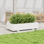 vidaXL Jardinieră de grădină, alb, 110x60x26,5 cm, lemn masiv de pin vidaXL Jardinieră de grădină, alb, 110x60x26,5 cm, lemn masiv de pin