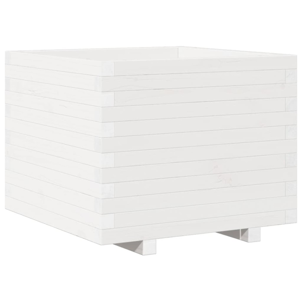 vidaXL Jardinieră de grădină, alb, 60x60x49,5 cm, lemn masiv de pin