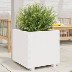 vidaXL Jardinieră de grădină, alb, 60x60x49,5 cm, lemn masiv de pin vidaXL Jardinieră de grădină, alb, 60x60x49,5 cm, lemn masiv de pin