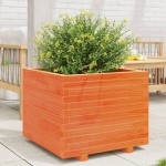 vidaXL Jardinieră grădină, maro ceruit, 60x60x49,5 cm, lemn masiv pin vidaXL Jardinieră grădină, maro ceruit, 60x60x49,5 cm, lemn masiv pin