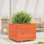 vidaXL Jardinieră grădină, maro ceruit, 60x60x49,5 cm, lemn masiv pin vidaXL Jardinieră grădină, maro ceruit, 60x60x49,5 cm, lemn masiv pin