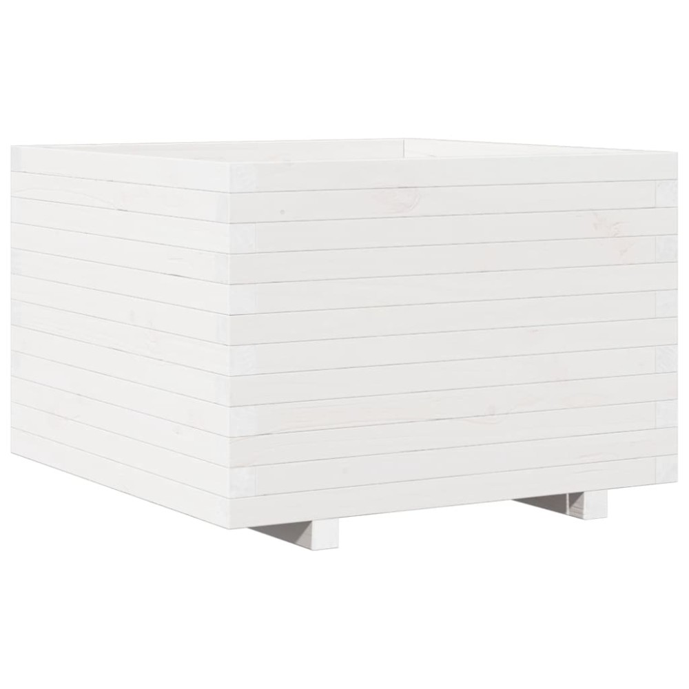 vidaXL Jardinieră de grădină, alb, 70x70x49,5 cm, lemn masiv de pin