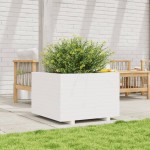 vidaXL Jardinieră de grădină, alb, 70x70x49,5 cm, lemn masiv de pin vidaXL Jardinieră de grădină, alb, 70x70x49,5 cm, lemn masiv de pin
