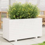 vidaXL Jardinieră de grădină, alb, 90x40x49,5 cm, lemn masiv de pin vidaXL Jardinieră de grădină, alb, 90x40x49,5 cm, lemn masiv de pin