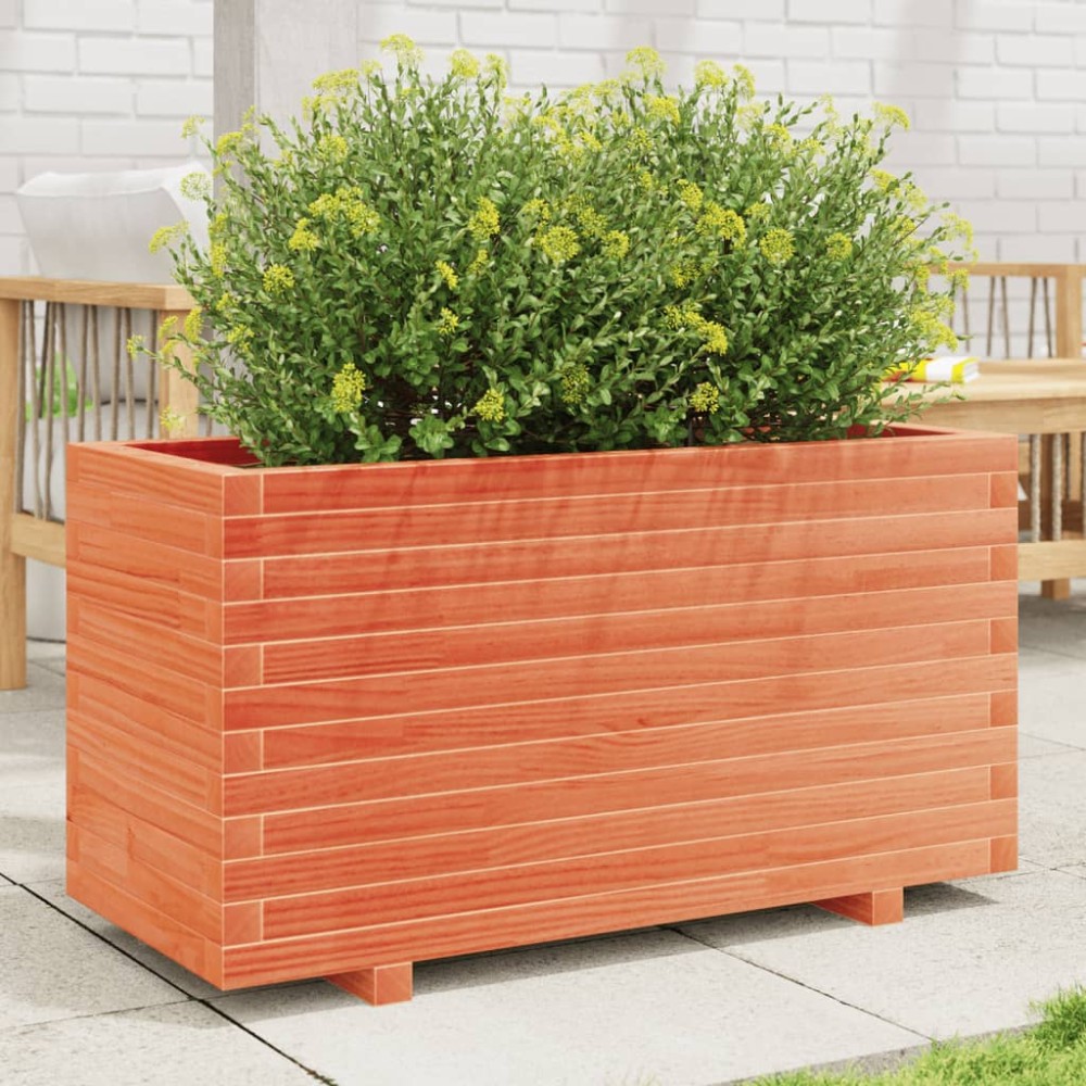 vidaXL Jardinieră grădină, maro ceruit, 90x40x49,5 cm, lemn masiv pin