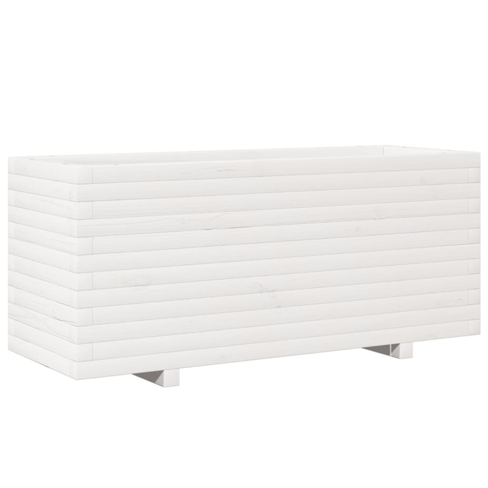 vidaXL Jardinieră de grădină, alb, 110x40x49,5 cm, lemn masiv de pin