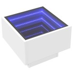 vidaXL Masă laterală cu LED, alb, 40x40x30 cm, lemn prelucrat