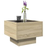 vidaXL Masă laterală cu LED, stejar sonoma, 40x40x30 cm, lemn compozit