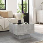 vidaXL Masă laterală cu LED, gri beton, 40x40x30 cm, lemn prelucrat