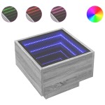 vidaXL Masă laterală cu LED, sonoma gri, 40x40x30 cm, lemn prelucrat vidaXL Masă laterală cu LED, sonoma gri, 40x40x30 cm, lemn prelucrat