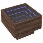 vidaXL Masă laterală cu LED, stejar maro, 40x40x30 cm, lemn prelucrat