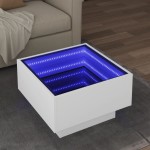 vidaXL Măsuță de cafea cu LED, alb, 50x50x30 cm, lemn prelucrat vidaXL Măsuță de cafea cu LED, alb, 50x50x30 cm, lemn prelucrat