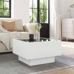 vidaXL Măsuță de cafea cu LED, alb, 50x50x30 cm, lemn prelucrat vidaXL Măsuță de cafea cu LED, alb, 50x50x30 cm, lemn prelucrat