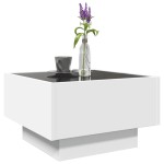 vidaXL Măsuță de cafea cu LED, alb, 50x50x30 cm, lemn prelucrat vidaXL Măsuță de cafea cu LED, alb, 50x50x30 cm, lemn prelucrat