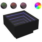 vidaXL Măsuță de cafea cu LED, negru, 50x50x30 cm, lemn prelucrat vidaXL Măsuță de cafea cu LED, negru, 50x50x30 cm, lemn prelucrat