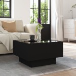 vidaXL Măsuță de cafea cu LED, negru, 50x50x30 cm, lemn prelucrat vidaXL Măsuță de cafea cu LED, negru, 50x50x30 cm, lemn prelucrat