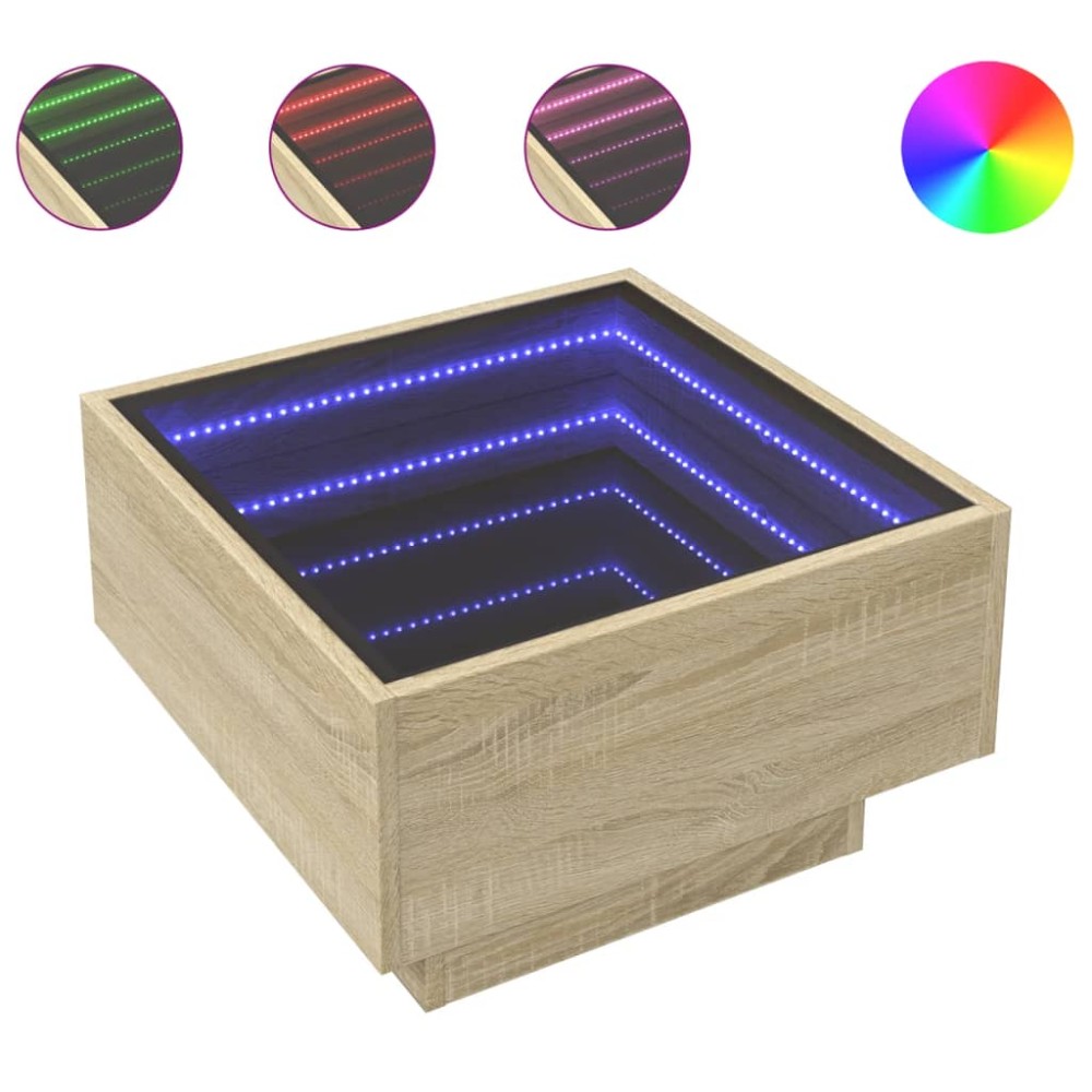 vidaXL Măsuță de cafea cu LED stejar sonoma 50x50x30 cm lemn prelucrat