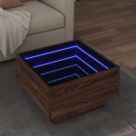 vidaXL Măsuță de cafea cu LED stejar maro 50x50x30 cm lemn prelucrat vidaXL Măsuță de cafea cu LED stejar maro 50x50x30 cm lemn prelucrat