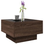 vidaXL Măsuță de cafea cu LED stejar maro 50x50x30 cm lemn prelucrat vidaXL Măsuță de cafea cu LED stejar maro 50x50x30 cm lemn prelucrat