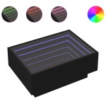 vidaXL Măsuță de cafea cu LED, negru, 70x50x30 cm, lemn prelucrat vidaXL Măsuță de cafea cu LED, negru, 70x50x30 cm, lemn prelucrat