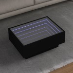 vidaXL Măsuță de cafea cu LED, negru, 70x50x30 cm, lemn prelucrat vidaXL Măsuță de cafea cu LED, negru, 70x50x30 cm, lemn prelucrat
