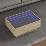 vidaXL Măsuță de cafea cu LED stejar sonoma 70x50x30 cm lemn prelucrat vidaXL Măsuță de cafea cu LED stejar sonoma 70x50x30 cm lemn prelucrat
