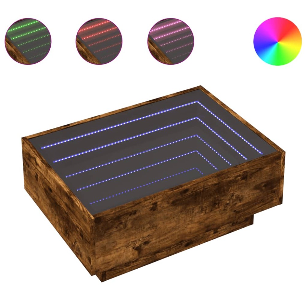 vidaXL Măsuță de cafea cu LED stejar fumuriu 70x50x30cm lemn prelucrat