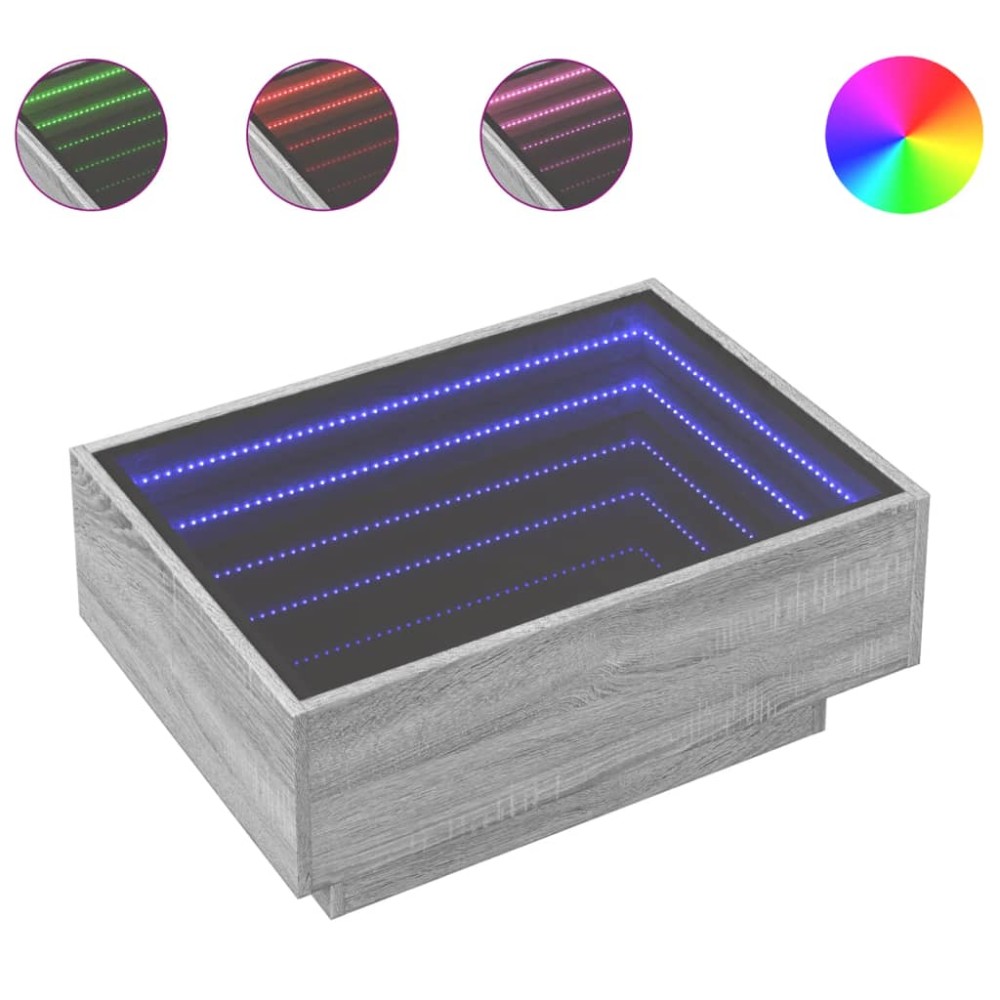 vidaXL Măsuță de cafea cu LED sonoma gri 70x50x30 cm lemn prelucrat