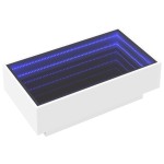 vidaXL Măsuță de cafea cu LED, alb, 90x50x30 cm, lemn prelucrat