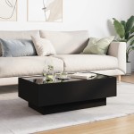 vidaXL Măsuță de cafea cu LED, negru, 90x50x30 cm, lemn prelucrat