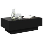 vidaXL Măsuță de cafea cu LED, negru, 90x50x30 cm, lemn prelucrat