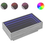 vidaXL Măsuță de cafea cu LED sonoma gri 90x50x30 cm lemn prelucrat vidaXL Măsuță de cafea cu LED sonoma gri 90x50x30 cm lemn prelucrat