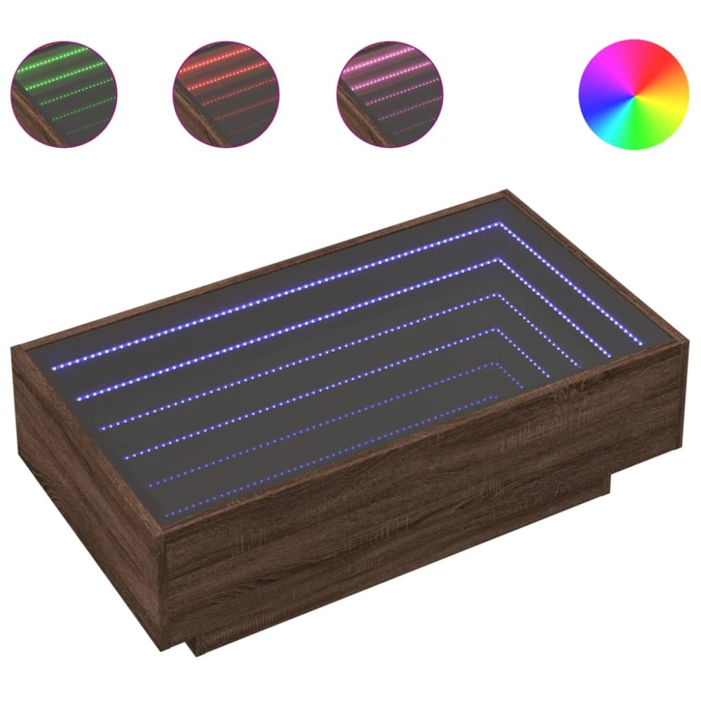 vidaXL Măsuță de cafea cu LED stejar maro 90x50x30 cm lemn prelucrat
