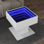 vidaXL Măsuță de cafea cu LED, alb, 50x50x45 cm, lemn prelucrat vidaXL Măsuță de cafea cu LED, alb, 50x50x45 cm, lemn prelucrat