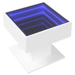 vidaXL Măsuță de cafea cu LED, alb, 50x50x45 cm, lemn prelucrat vidaXL Măsuță de cafea cu LED, alb, 50x50x45 cm, lemn prelucrat