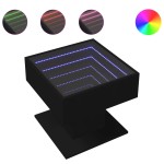 vidaXL Măsuță de cafea cu LED, negru, 50x50x45 cm, lemn prelucrat vidaXL Măsuță de cafea cu LED, negru, 50x50x45 cm, lemn prelucrat