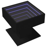 vidaXL Măsuță de cafea cu LED, negru, 50x50x45 cm, lemn prelucrat vidaXL Măsuță de cafea cu LED, negru, 50x50x45 cm, lemn prelucrat