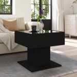 vidaXL Măsuță de cafea cu LED, negru, 50x50x45 cm, lemn prelucrat vidaXL Măsuță de cafea cu LED, negru, 50x50x45 cm, lemn prelucrat