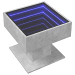 vidaXL Măsuță de cafea cu LED, gri beton, 50x50x45 cm, lemn prelucrat