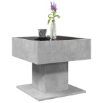 vidaXL Măsuță de cafea cu LED, gri beton, 50x50x45 cm, lemn prelucrat