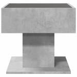 vidaXL Măsuță de cafea cu LED, gri beton, 50x50x45 cm, lemn prelucrat