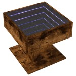 vidaXL Măsuță de cafea cu LED stejar fumuriu 50x50x45cm lemn prelucrat vidaXL Măsuță de cafea cu LED stejar fumuriu 50x50x45cm lemn prelucrat