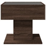 vidaXL Măsuță de cafea cu LED stejar maro 50x50x45 cm lemn prelucrat vidaXL Măsuță de cafea cu LED stejar maro 50x50x45 cm lemn prelucrat