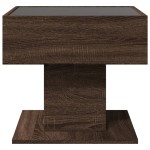 vidaXL Măsuță de cafea cu LED stejar maro 50x50x45 cm lemn prelucrat vidaXL Măsuță de cafea cu LED stejar maro 50x50x45 cm lemn prelucrat