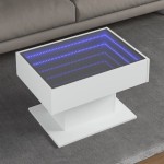 vidaXL Măsuță de cafea cu LED, alb, 70x50x45 cm, lemn prelucrat vidaXL Măsuță de cafea cu LED, alb, 70x50x45 cm, lemn prelucrat