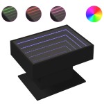 vidaXL Măsuță de cafea cu LED, negru, 70x50x45 cm, lemn prelucrat vidaXL Măsuță de cafea cu LED, negru, 70x50x45 cm, lemn prelucrat