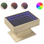 vidaXL Măsuță de cafea cu LED stejar sonoma 70x50x45 cm lemn prelucrat vidaXL Măsuță de cafea cu LED stejar sonoma 70x50x45 cm lemn prelucrat