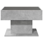 vidaXL Măsuță de cafea cu LED, gri beton, 70x50x45 cm, lemn prelucrat