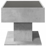 vidaXL Măsuță de cafea cu LED, gri beton, 70x50x45 cm, lemn prelucrat